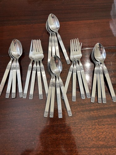 Vintage Ecko Eterna Geminette Korea 24pcs 16 Teaspoons 8 Dinner Forks Stainless - Picture 6 of 8