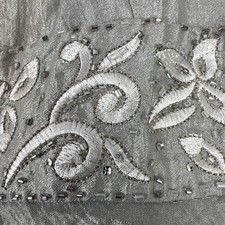 R M Richards Dress Wedding Ruffles  Shrug Jacket Set Size 16 Silver Beaded