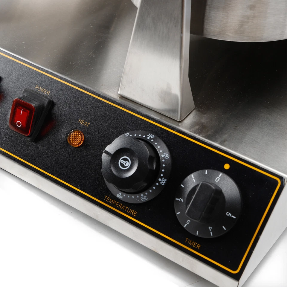 Gofrera belga redonda antiadherente de doble cabezal 2400 W para desayuno comercial Foto 4 de 4