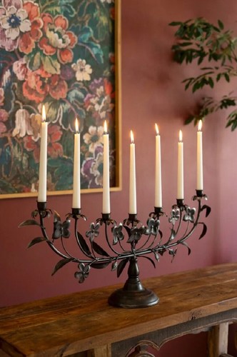 Metal Flowers Taper Candelabra Candleholder Centerpiece Candle Holder 32 Inch - Picture 4 of 4