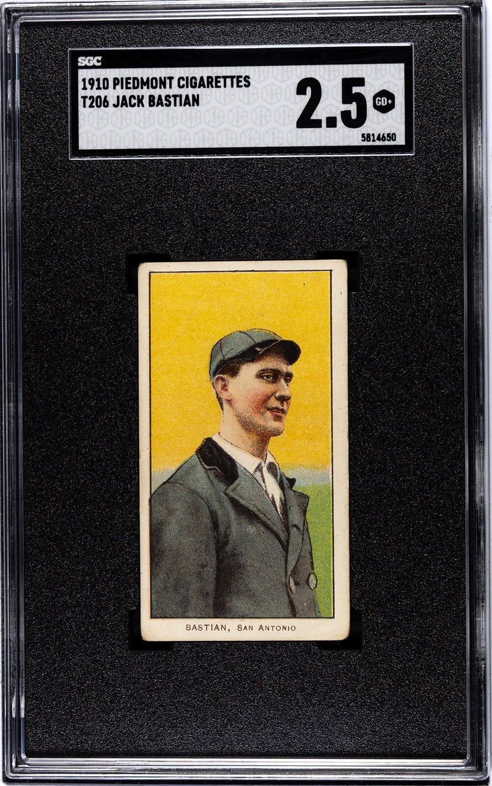 1909-1911 T206 White Borders Jack Bastian SAN Antonio SL Piedmont - SGC 2.5 GD+