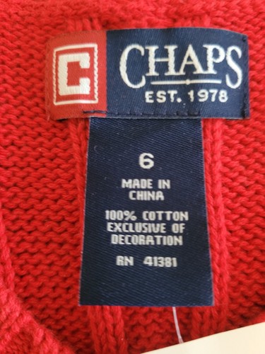 Chaps Sweater Vest Boys' Size 6 Red Cable Knit Cotton V Neck NWT MSRP $30 - Picture 2 of 6