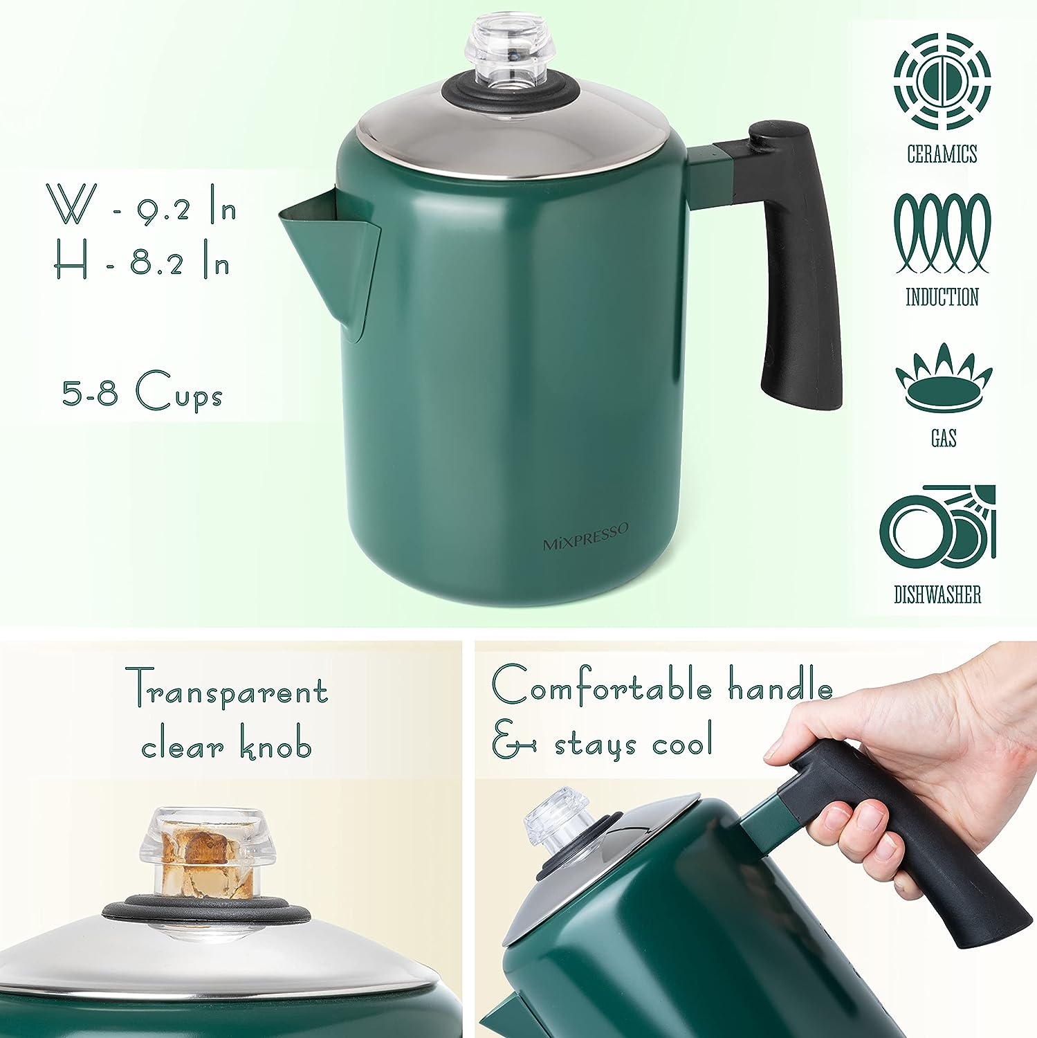 Stainless Steel Stovetop Coffee Percolator, Percolator Coffee Pot