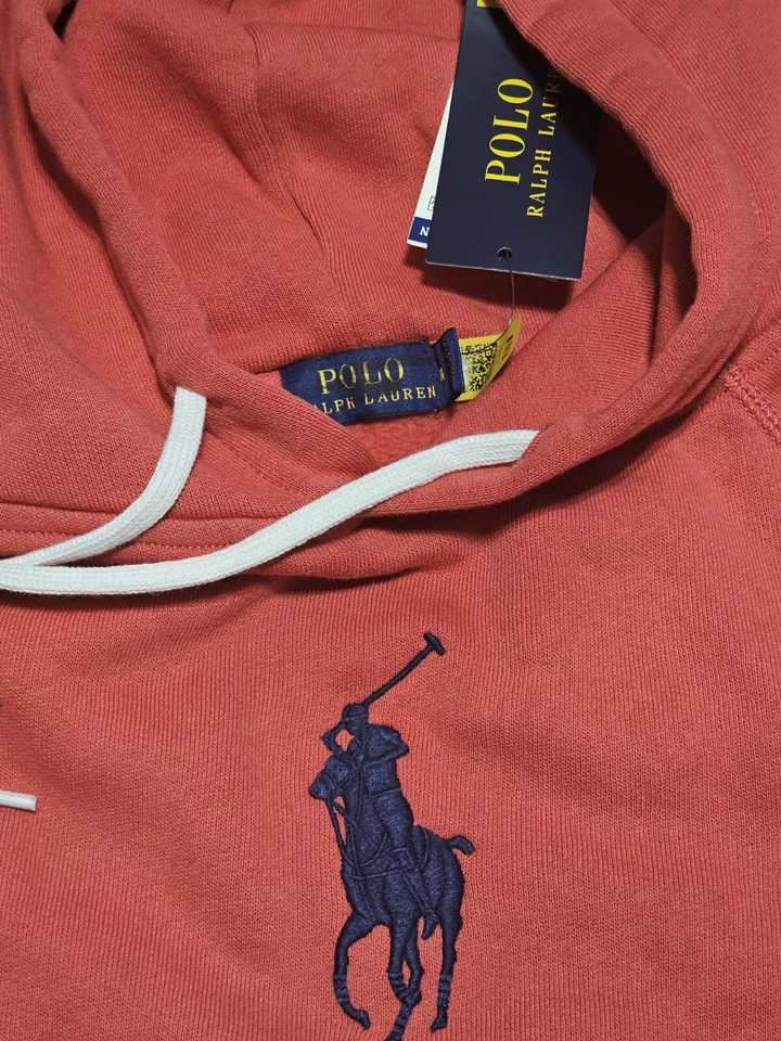 NUEVO CON ETIQUETAS Polo Ralph Lauren Para Mujer Rojo Sudadera con Capucha Azul Grande Poni Sudadera Pullover Foto 2 de 3