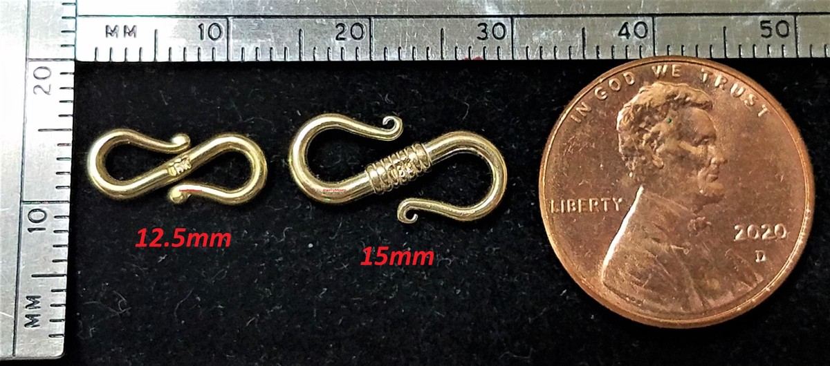 12.5mm SMALL 18k Solid Yellow Gold S Hook Clasp Extender USA MADE