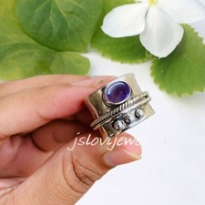 African Amethyst Gemstone 925 Sterling Silver Yoga Spinner Ring Jewelry