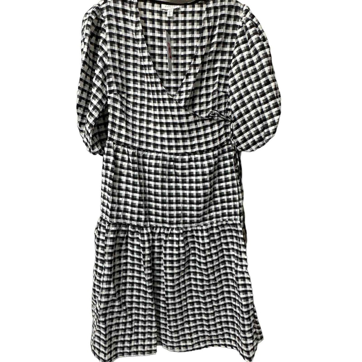 black and white dress topshop Rent Topshop Button Down V Neck Tie Front Midi Dress In Polka Dot Print