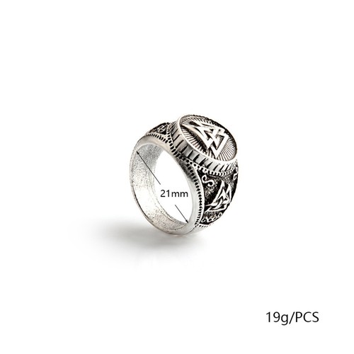Handmade Odin Viking Ring Oden's Ravens & Helm of Awe Ring For Women Men Jewelry - Picture 11 of 12