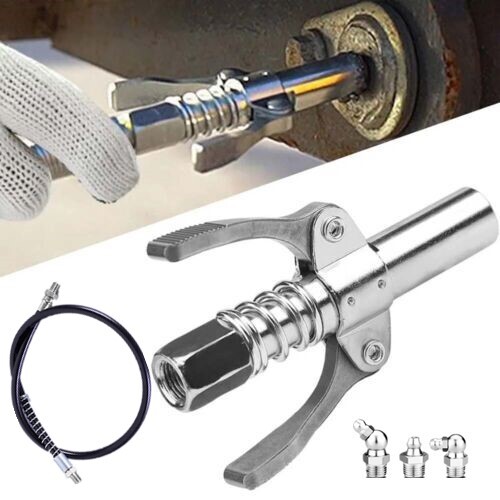 Grease Gun Coupler High Pressure Quick Release Lock Nozzles w/Hose For 1/8"NPT - Picture 14 of 18