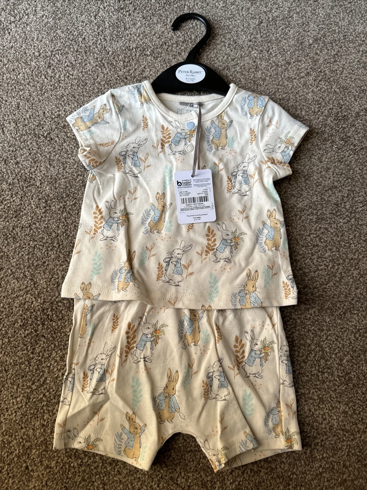 Tu Clothing Peter Rabbit Two Piece Outfit 0-3 Months Baby