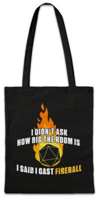 RPG Fireball Hipster Bag Stofftasche Stoffbeutel Role Play playing Game Pen