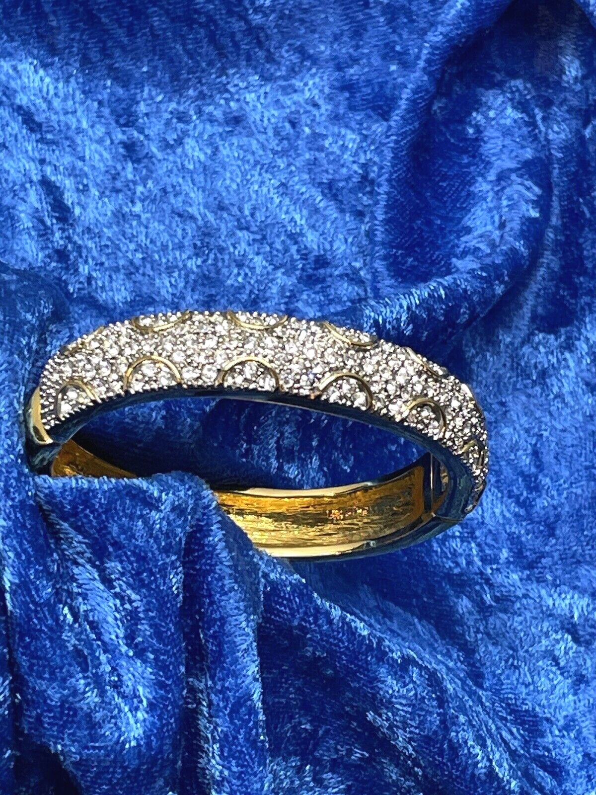 Statement Cuff Bracelet Clear Rhinestone Silver &… - image 9