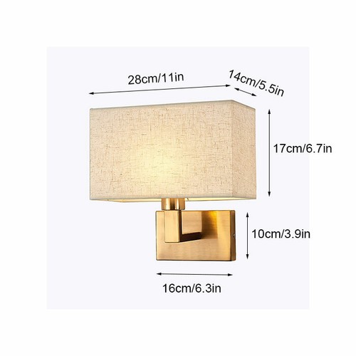 Black Bronze Fabric Shade Wall Light Fixtures with Switch or USB Charging Port - Picture 2 of 30