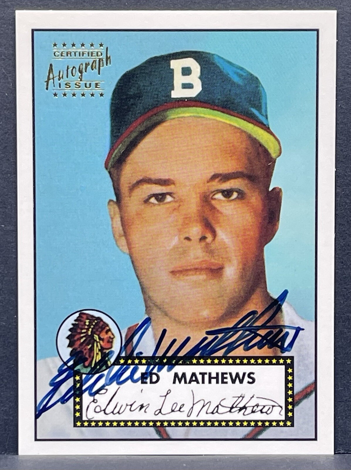 ED MATHEWS (1952) 1997 Topps Stars Certified HOF On Card AUTO Milwaukee Braves