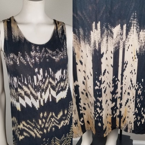 Issey Miyake Vintage Geometric Static Print Tank Rayon Blend Midi Dress Size 3 - Picture 13 of 15