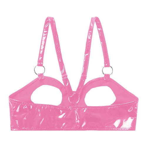 Sujetador para mujer de EE. UU. Bralette ahuecado de cuero metálico brillante sin forro sin relleno - Imagen 24 de 30