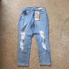 NWT Rewash Super High Rise The Mom Ankle Jeans 11 Tattered Distressed Stretch