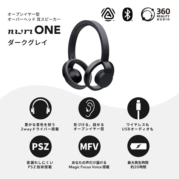 nwm ONE Open-Ear Over-the-Head Ear Speaker Dark Gray MBH001 nwm ONE Open-Ear Over-the-Head Ear Speaker Dark Gray MBH001