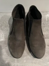 Arche Noble Nubuck Wedge Heel Ankle Boots Size 38 (US 7) Olive/brown