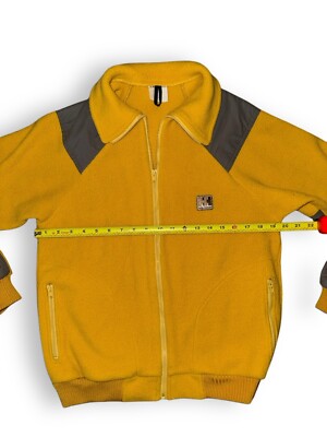 Vtg Rare 70s 80s HELLY HANSEN Full-Zip Fleece Jacket Yellow Men's