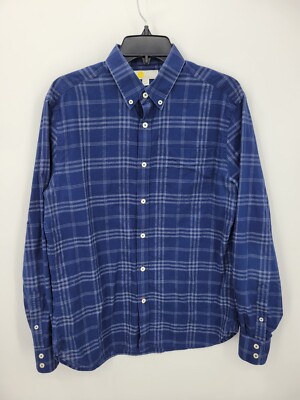 Boden Shirt Mens Medium Blue Plaid Long Sleeve Butto Up Slim Fit Preppy Casual