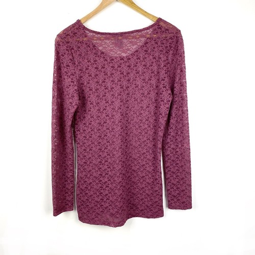 Soft Surroundings Lace Top Blouse Women’s Size S Dusty Rose Pink Long Sleeves - Picture 6 of 7