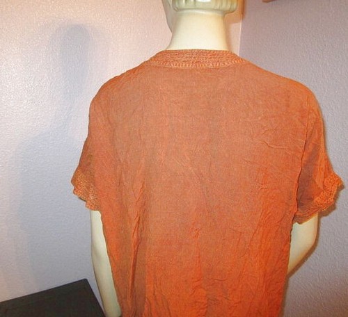 Vtg Artsy Patchwork Tunic Top Size S Embroidered Oversized Boho Hippie Grunge - Picture 8 of 9