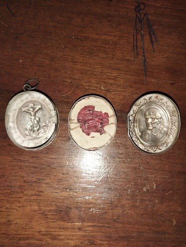 ANCIEN MEDAILLON 6 RELIQUES RELIQAIRES ST PAUL ST JOSEPH Ste Therese ARGENT - Imagen 4 de 9
