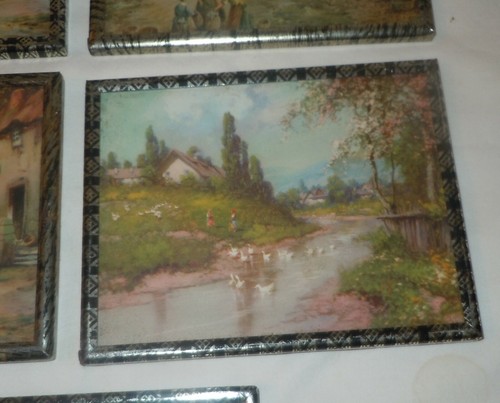 8 Vintage ART DECO Metal Picture Frames w/ Original Prints Holds 4” x 5” - Picture 9 of 11