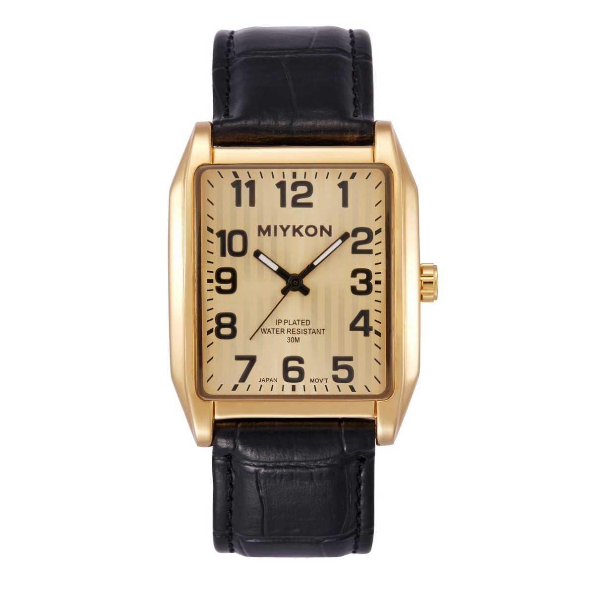 Analog Watch with Genuine Leather Strap, Japanese Quartz, Waterproof to 100ft Miykon Vintage Watches for Men - Tank Square Analog Barbados  main image 2