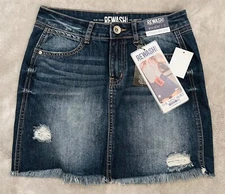 REWASH Jean Skirt Women Size 3 Mini Vintage Reunion Distressed Rips 0571 NEW