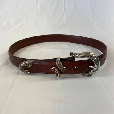 BRIGHTON Allegro Large Belt Brown Women‎ W/ Silver Hardware 5 Holes Classic Wear BRIGHTON Allegro Large Belt Brown Women W/ Silver Hardware 5  main image 4