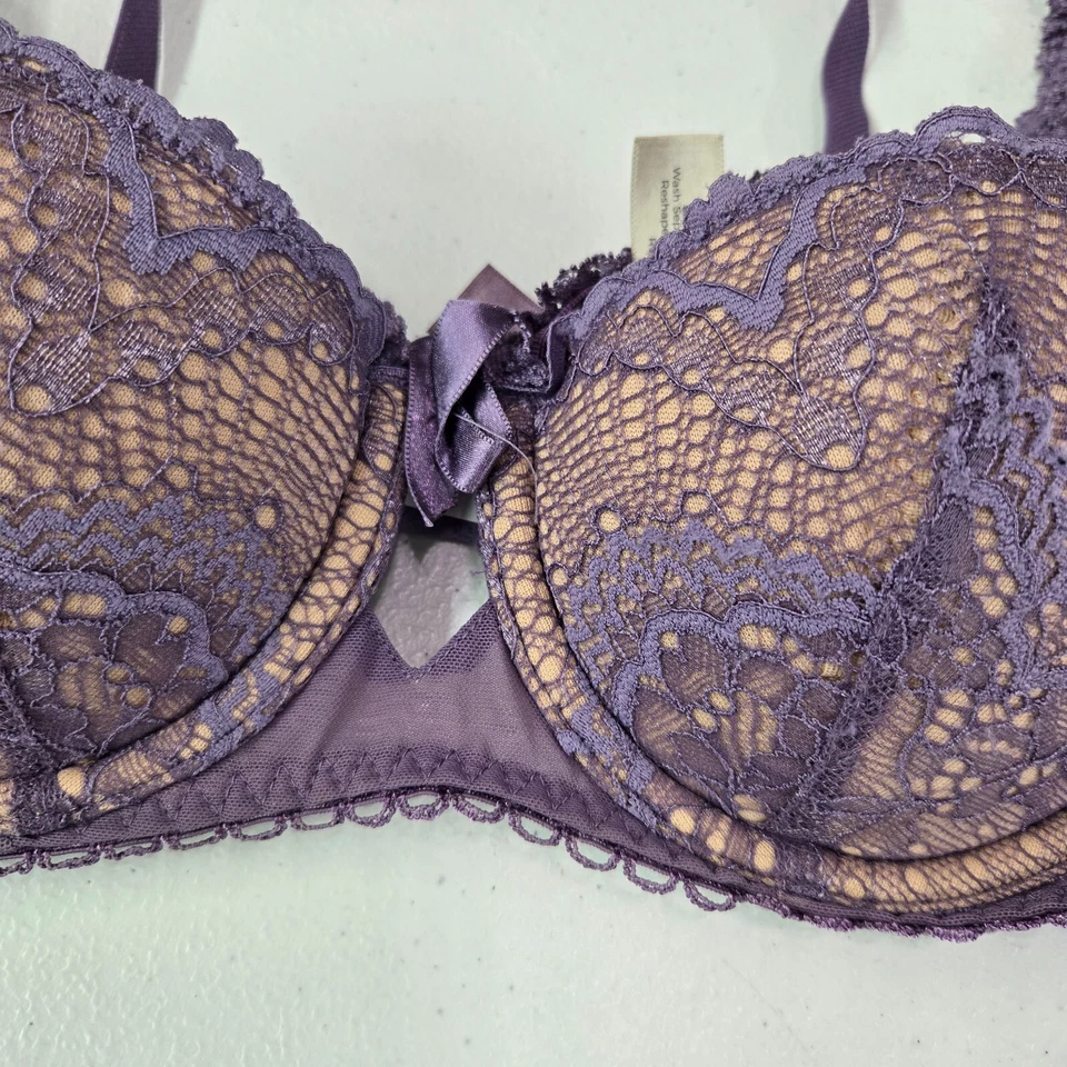 Sujetador Adore Me para mujer 34B púrpura encaje Kimmy Balconette con aros volantes Foto 4 de 4