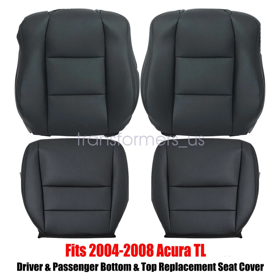 Cubierta de asiento de cuero inferior/parte superior para conductor/pasajero para Acura TL 2004-2008 negra Foto 4 de 4