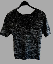 Pailletten Pulli  1/2 Arm, festlich, Größe M (38/40), schwarz-silber,  NEU
