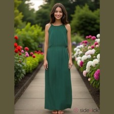 LOFT GREEN TASSELED HALTER MAXI DRESS Size XXS