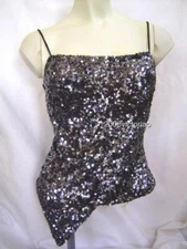 New CACHE Party Black Gray Sequins Corset Top M Valentine Birthday Present