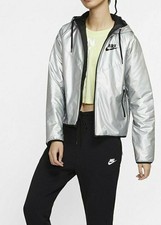 Nike Synthetic-fill Windrunner Extra Small Xs Metallic Silver Black Cj2261-095