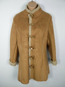 Womens M S Per Una Camel Faux Suede Faux Fleece Smart Casual Jacket Coat Size S Ebay