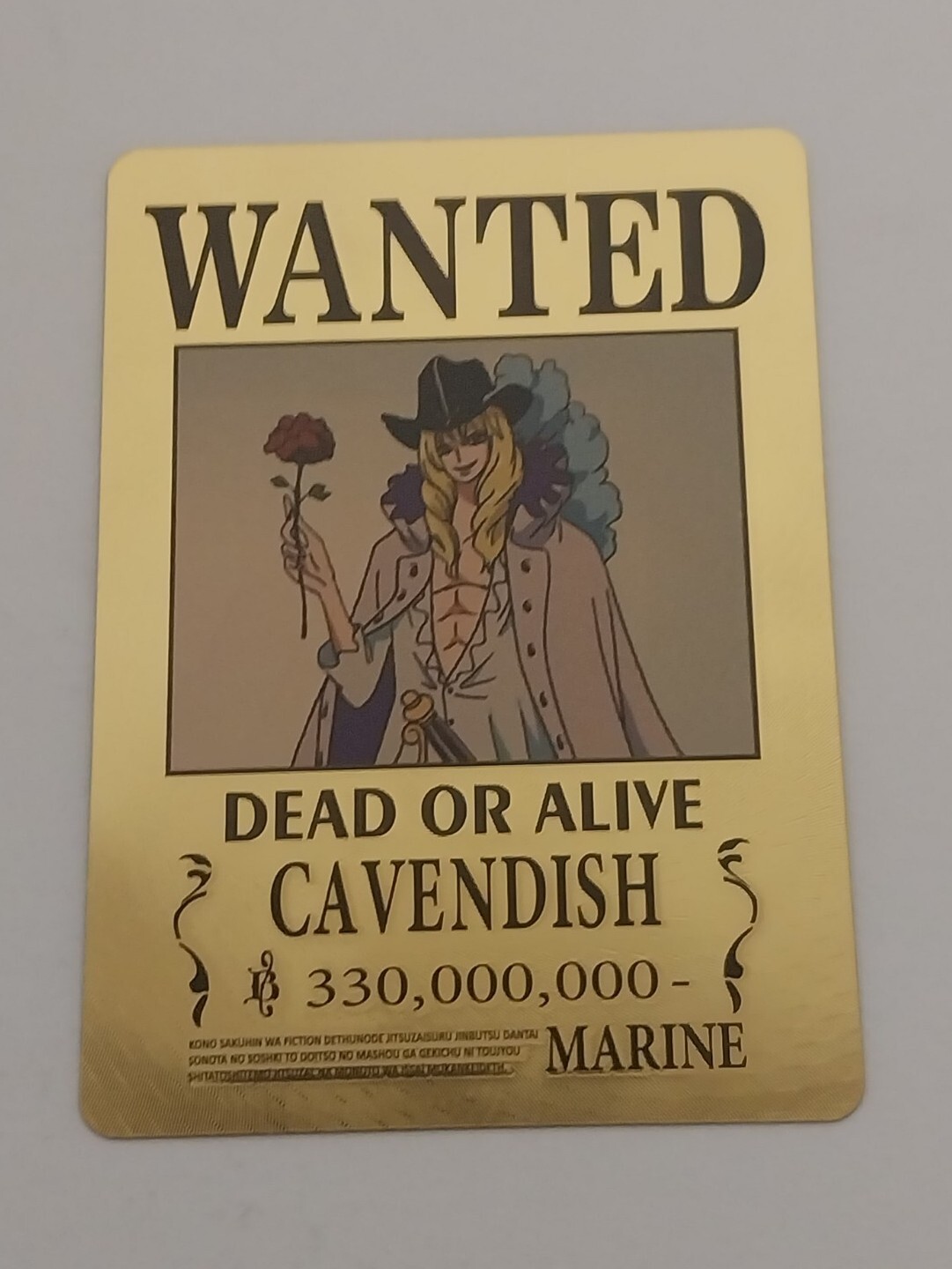 Cavendish One Piece Wanted Poster Premium Gold Metal Collectible Card
