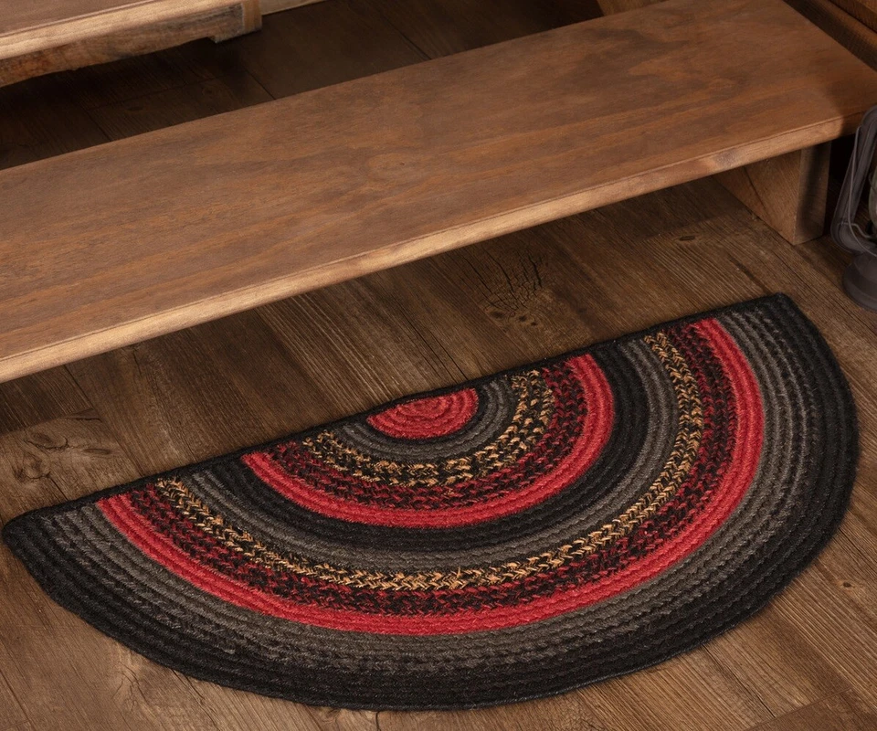 Alfombra trenzada para hogar o puerta medio círculo 33" L Cumberland Foto 4 de 4