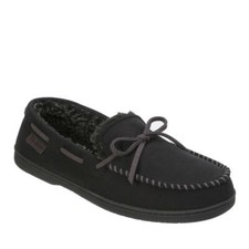 Dearfoams Men's Black Moccasin Memory Foam Microsuede Slippers Size L 11-12 NEW