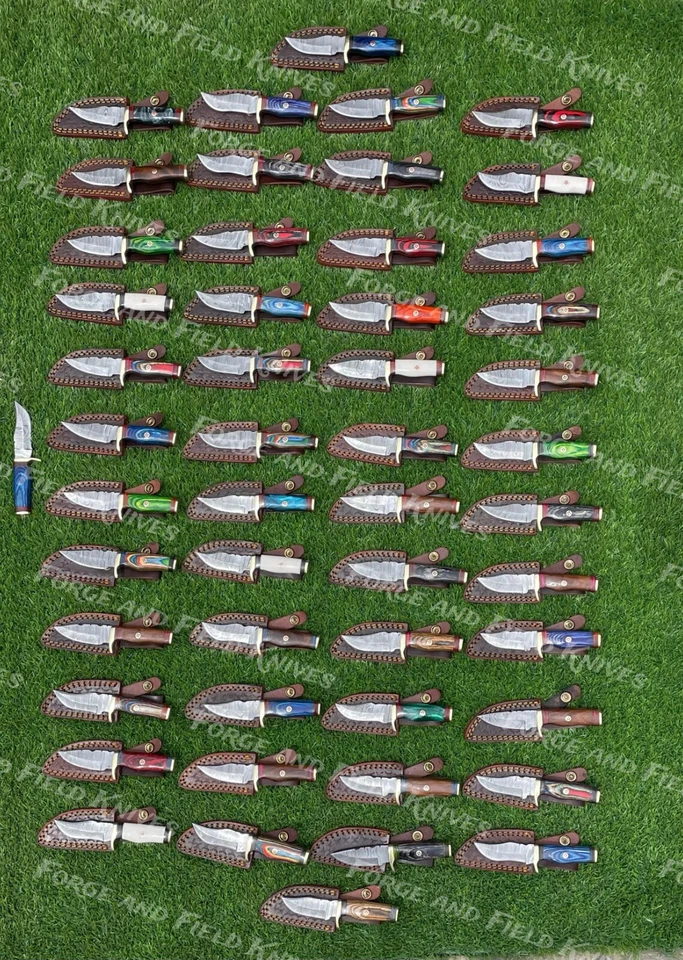 Set of 20 Custom Handmade Damascus Steel 6" Camping & Hunting Knives - From USA - Image 3 of 4