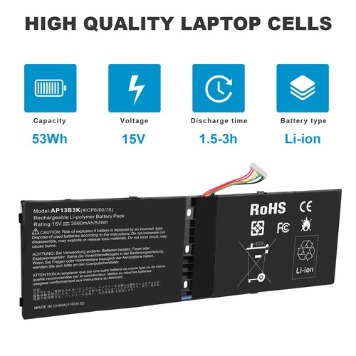 Battery for Acer Aspire V5-572P V5-573G V5-573P R7-571 AP13B3K AP13B8K 53Wh - Picture 15 of 16