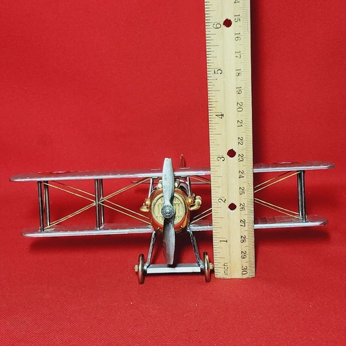 Vintage Japan Metal Die Cast Bi Wing Military Airplane - Picture 5 of 12
