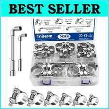 30-Piece Heavy Duty T-Bolt Hose Clamp Set with 304 Stainless Steel Construction