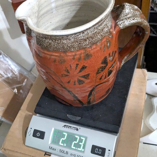 Artisan Hand Thrown Pitcher Studio Art Stoneware Pottery 6.5" Signed Win R - Picture 13 of 13