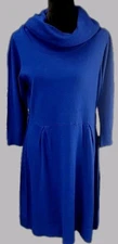 AB Studio Slip Dress Size XL Cobalt Blue Cowl Neck Pullover Belt Loops