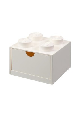 LEGO Desk Drawer 4 Knobs Stackable Storage Box (White)