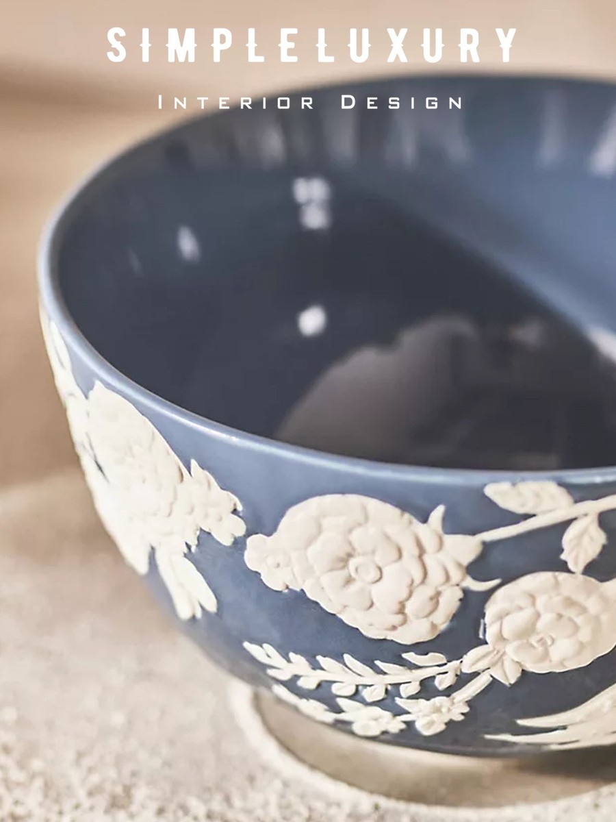 Brand New Anthropologie Turkuaz Kitchen Posy Serving Bowl Blue